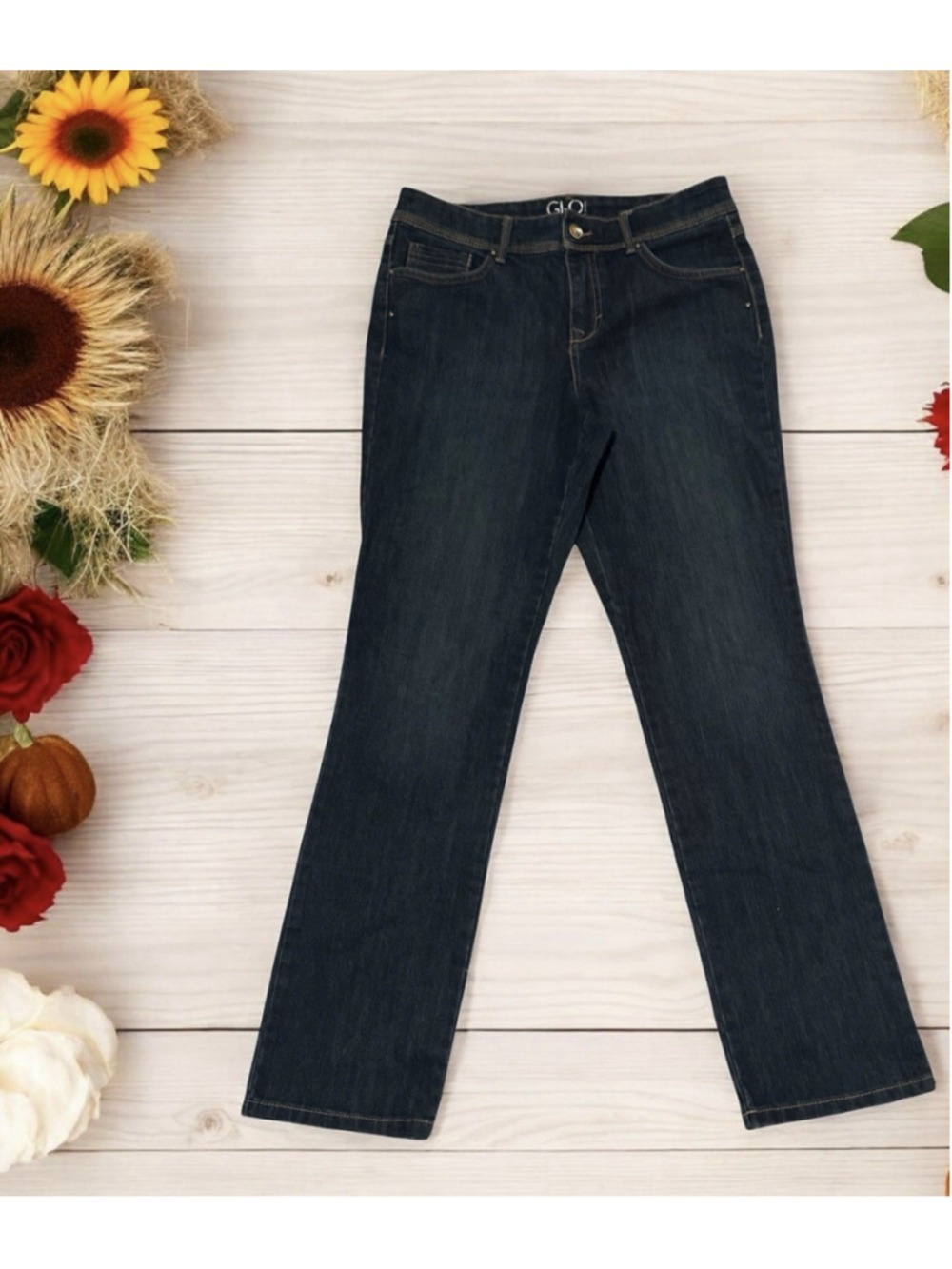 GLO Gloria Vanderbilt Jeans Womens 6 BLUE Denim FELICIA Straight Leg 5-Pocket